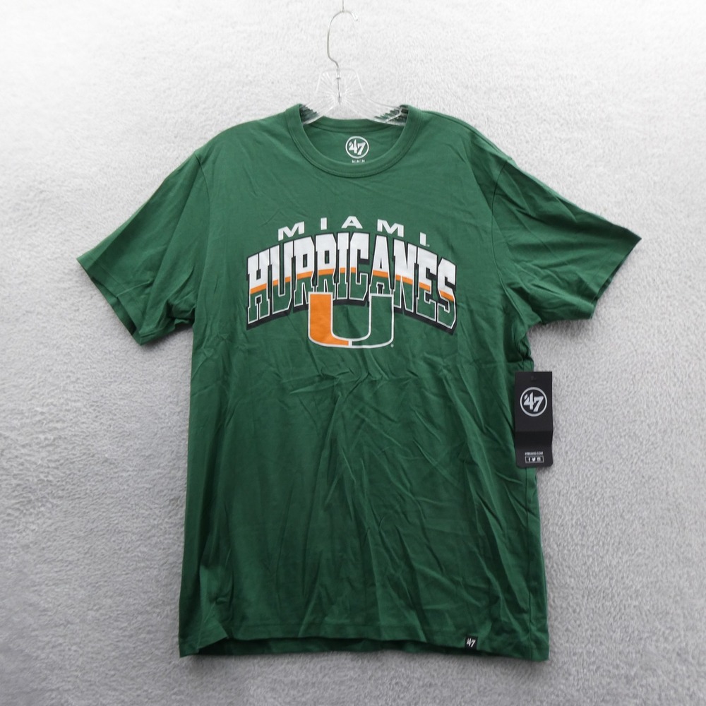 47 Brand Shirt Mens Medium Miami Hurricanes Green NCAA Cotton Short Sleeve
